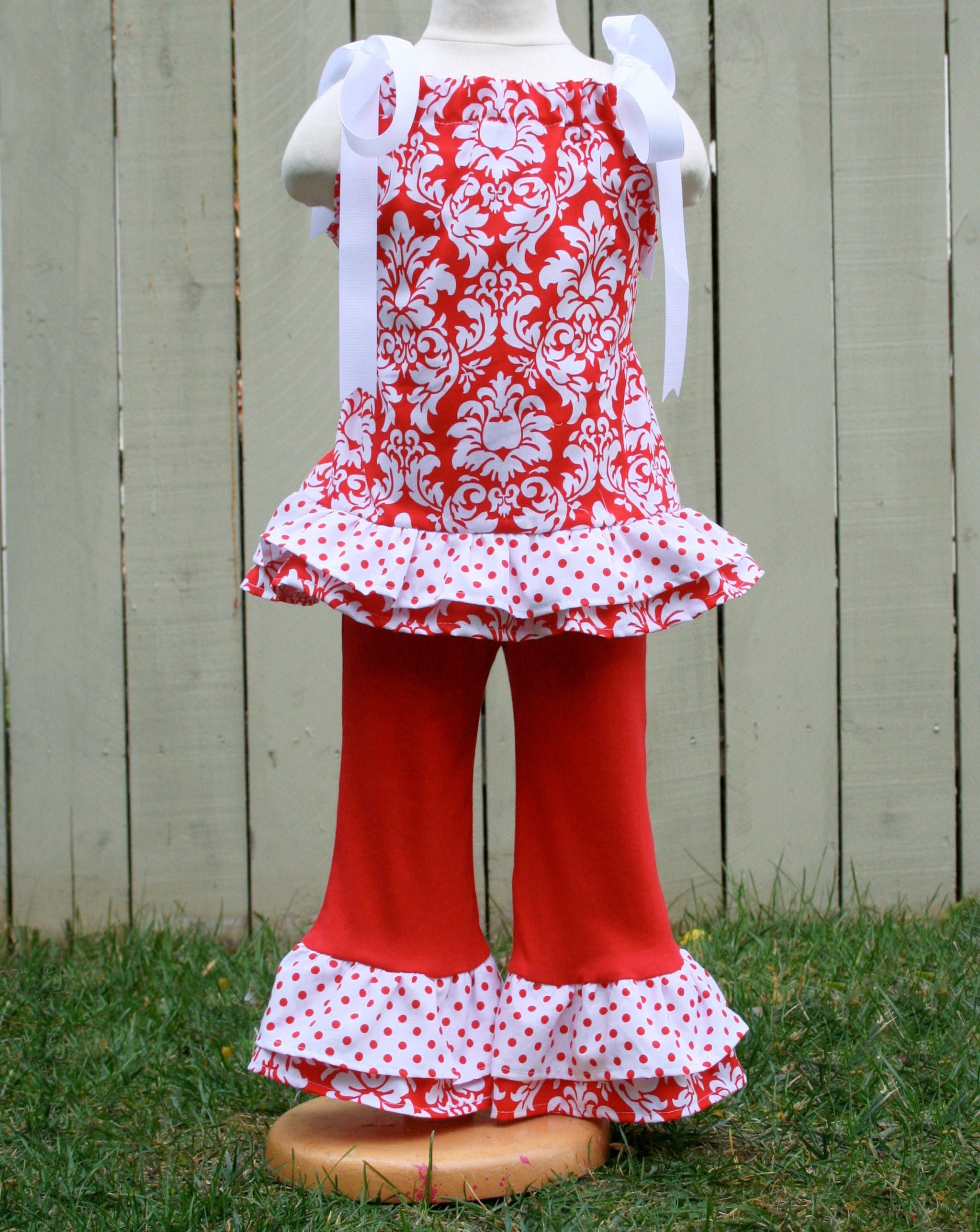 Damask Red White Holiday Outfit 