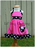 Minnie Mouse Hot Pink Black  White Dot Jumper Dress Halter Style