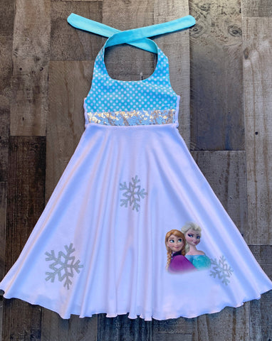 Anna Elsa Snowflake Frozen Twirl Dress