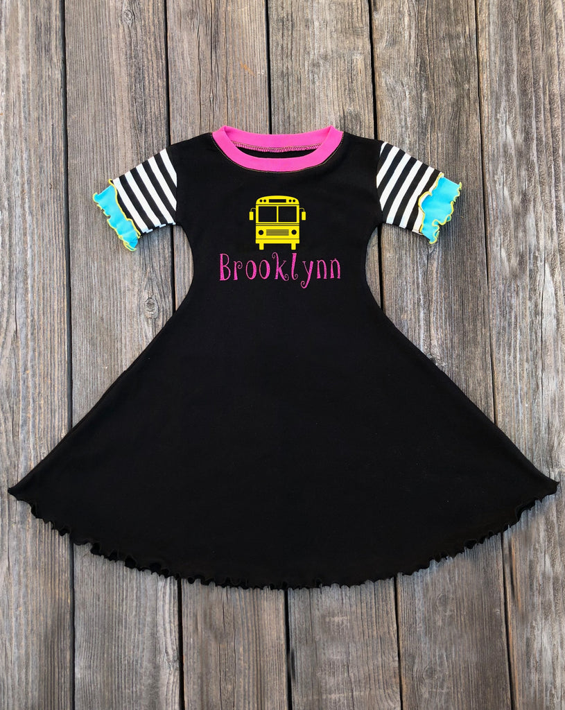 Back To School Bus Twirl Dress Back To School Boutique Girl Clothes