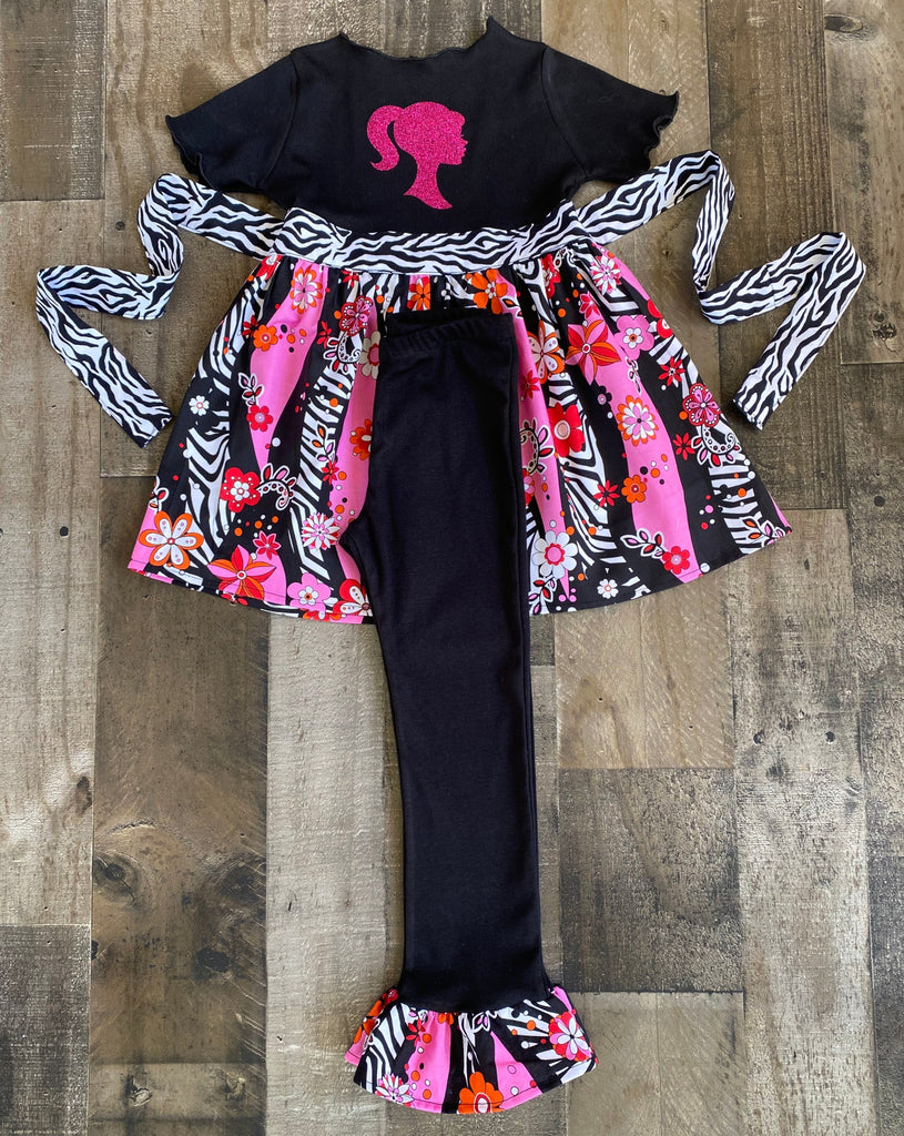 Barbie Zebra Print & Floral Outfit