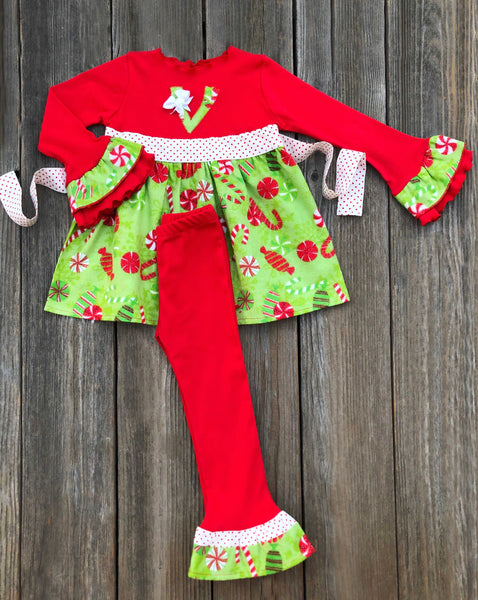 Christmas Candy Personalized Girl Outfit 