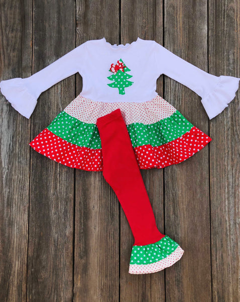 Christmas Tree Holiday Girl Outfit 