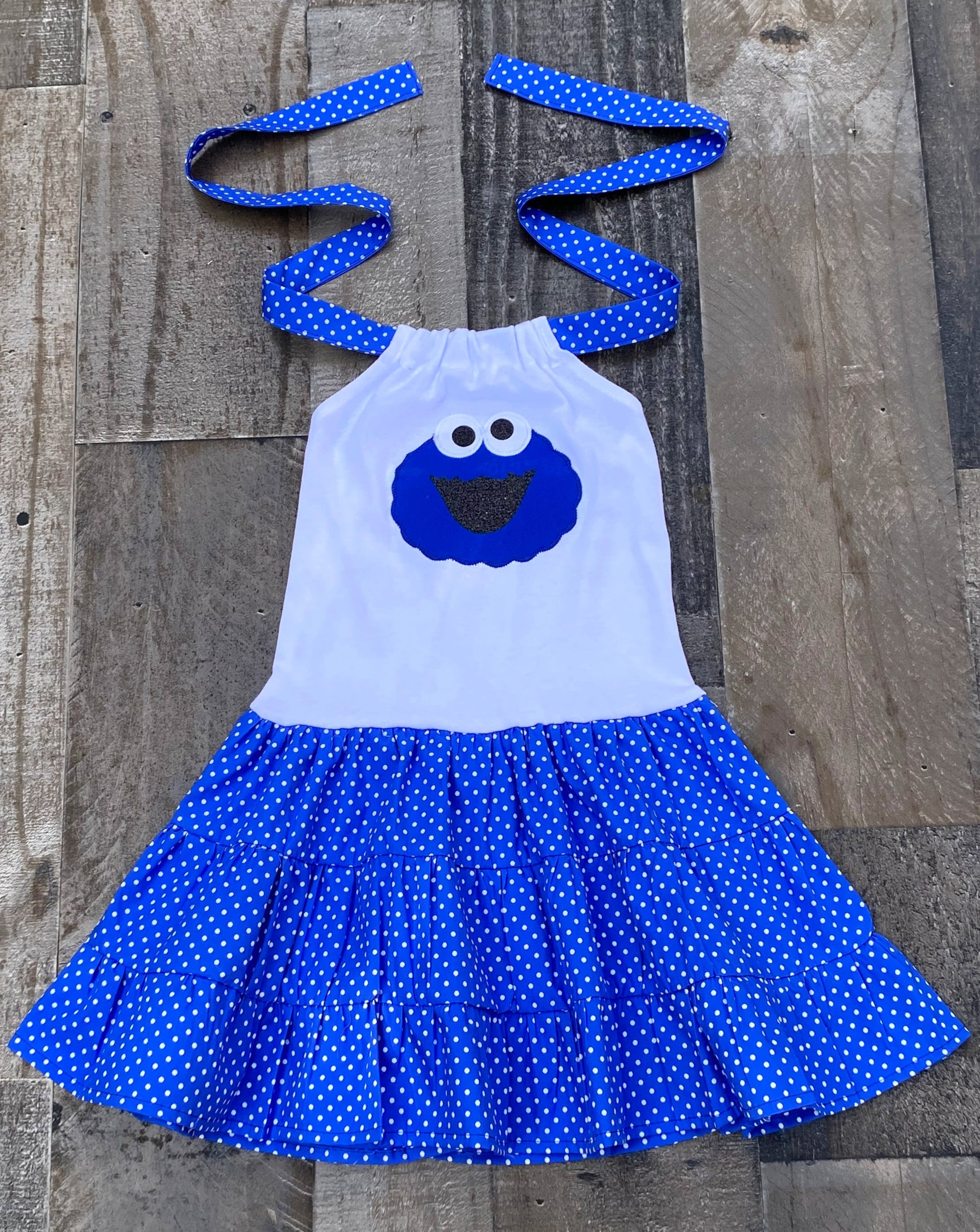 blue dress for baby girl Cookie Monster Twirl Dress