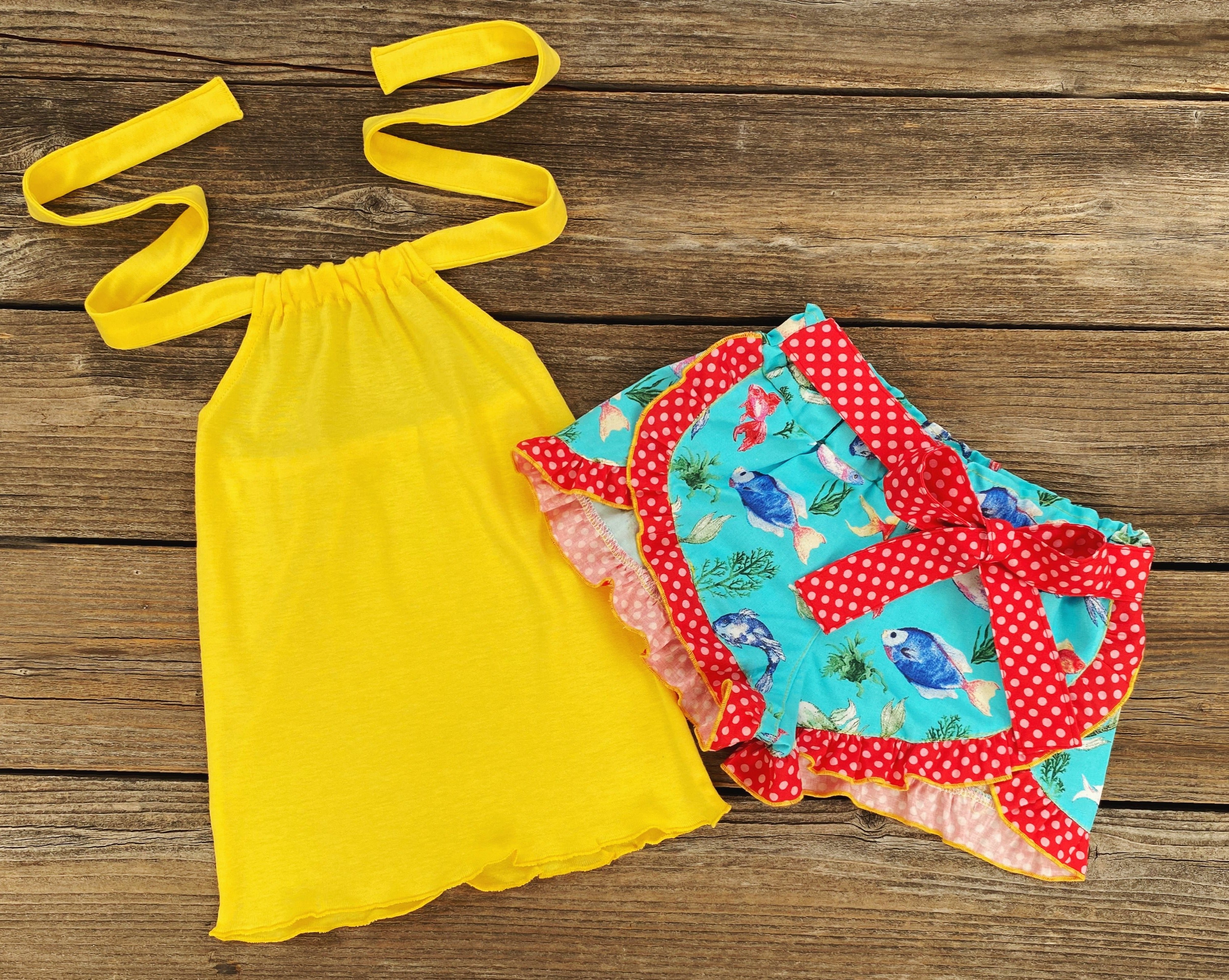 Fish Print Summer Short Outfit 