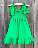 Green Smocked Girl Dress