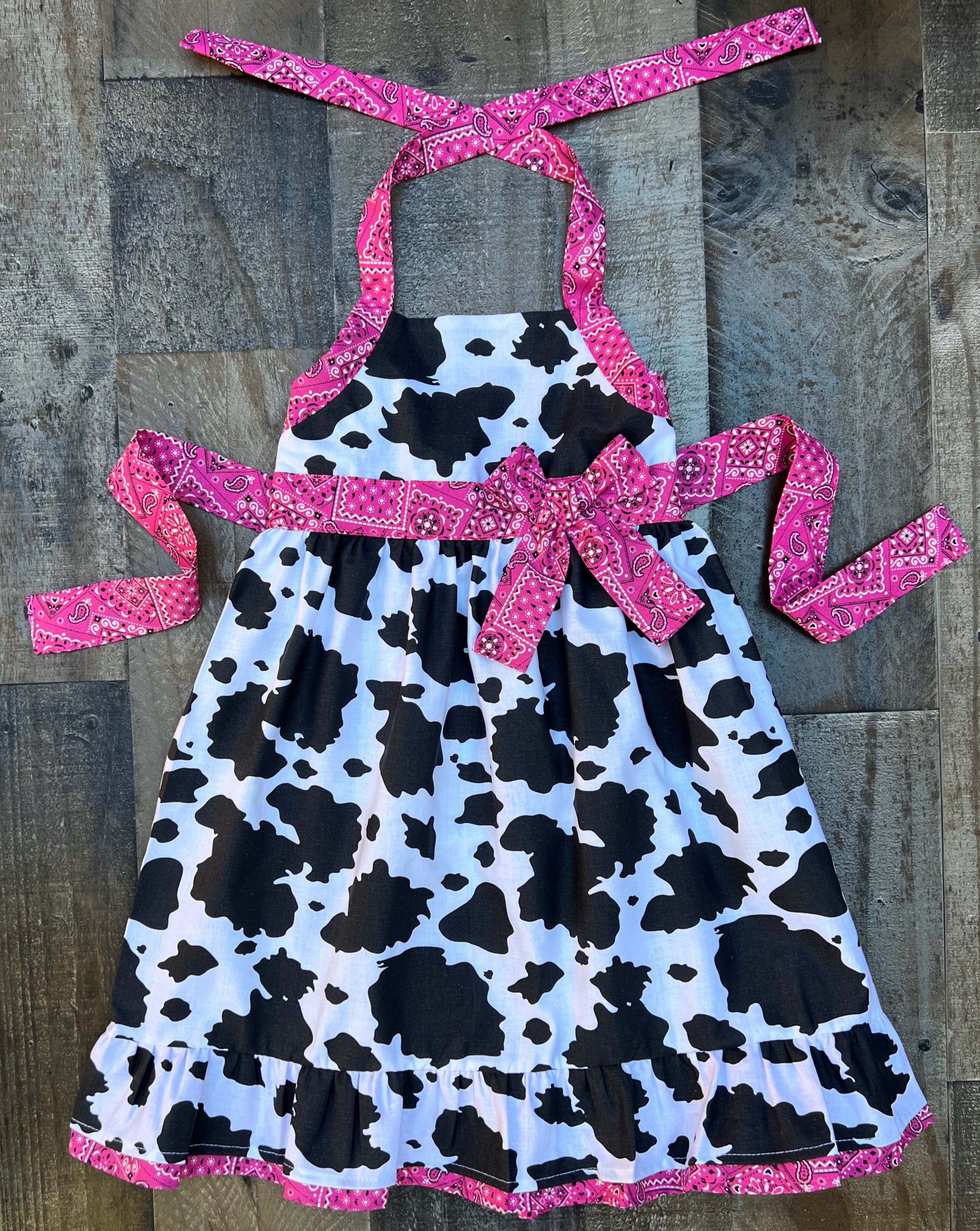 Hot Pink Bandana Cow Print Dress