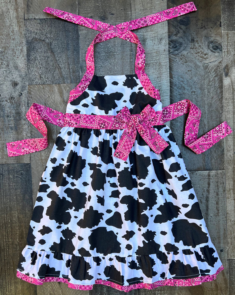 Western Wear Cow Print Hot Pink Bandana Dress