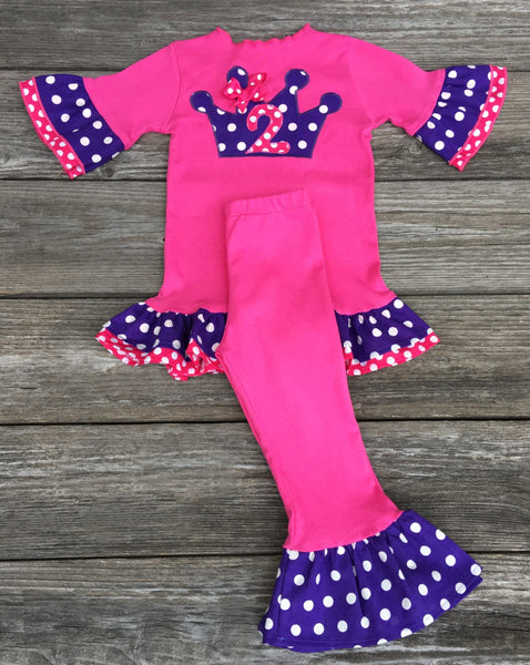Princess Crown Birthday Girl Outfit 