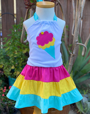 Ice Cream Birthday Girl Dress