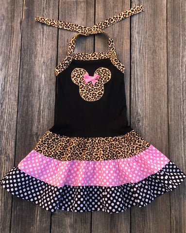 Leopard Minnie mouse Girl Dress