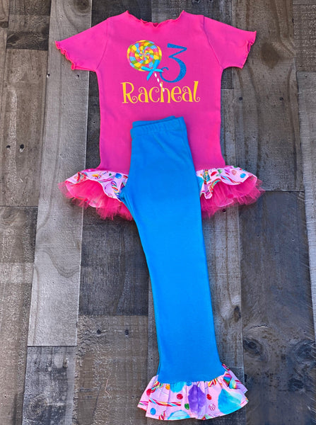 Candy Land Lollipop Birthday Girl Outfit 