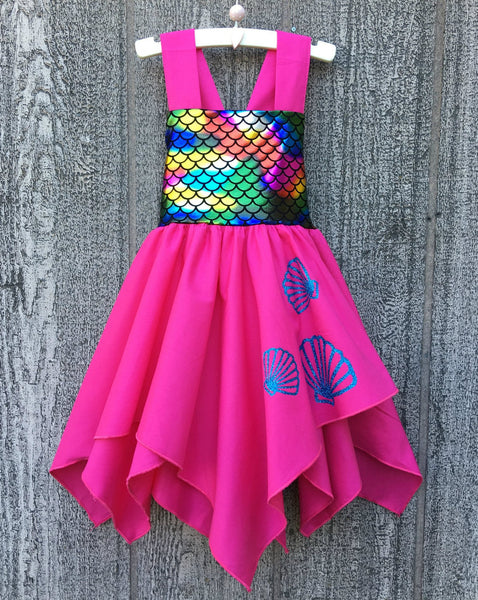 Mermaid Scales Hot Pink Dress Girl