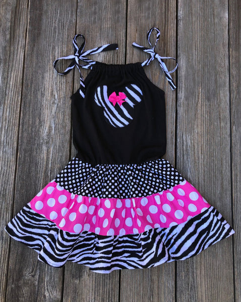 Minnie Mouse Pink Zebra Print Dress