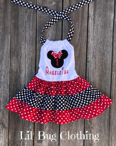 Minnie Mouse. I especially love seeing her in the red and white polka dot  dress and bow! That's what she wore …