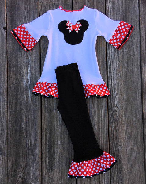 Minnie Mouse Red Black Polka Dot Outfit