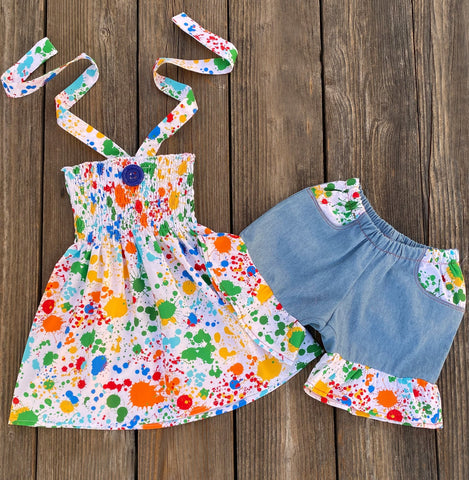 Paint Splatter Boutique Girl Outfit 