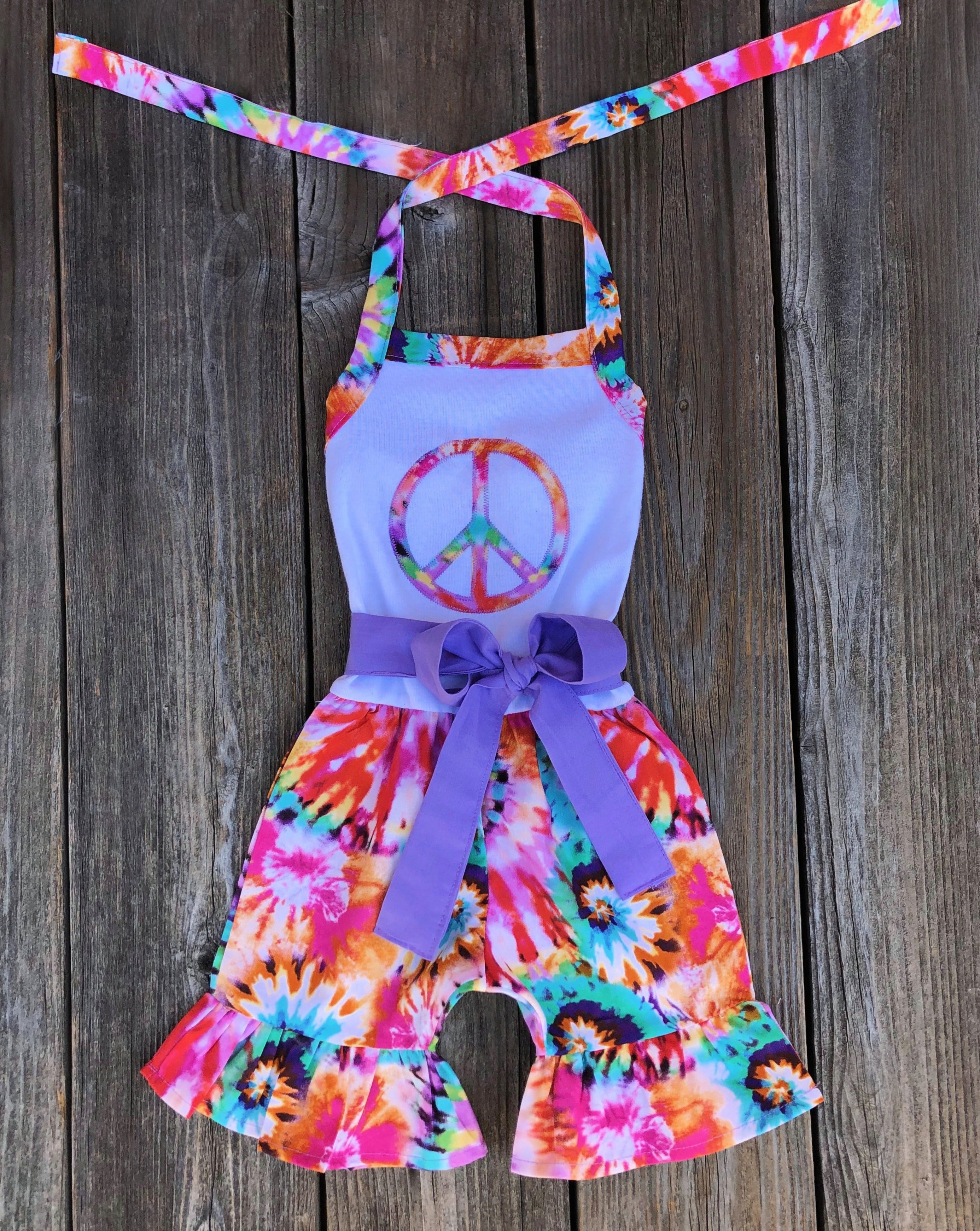 Peace Sign Boutique Little Girl Romper Outfit 