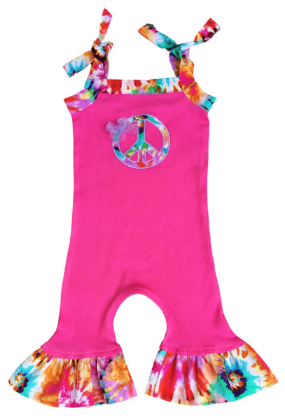Peace Sign Tie Dye Romper Girl Outfit 