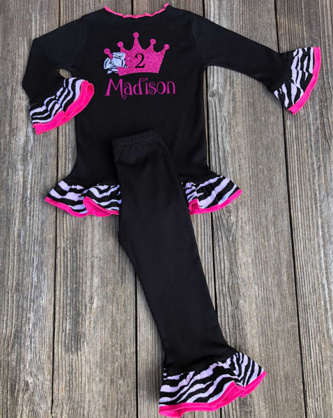 Princess Crown Birthday Girl Outfit 
