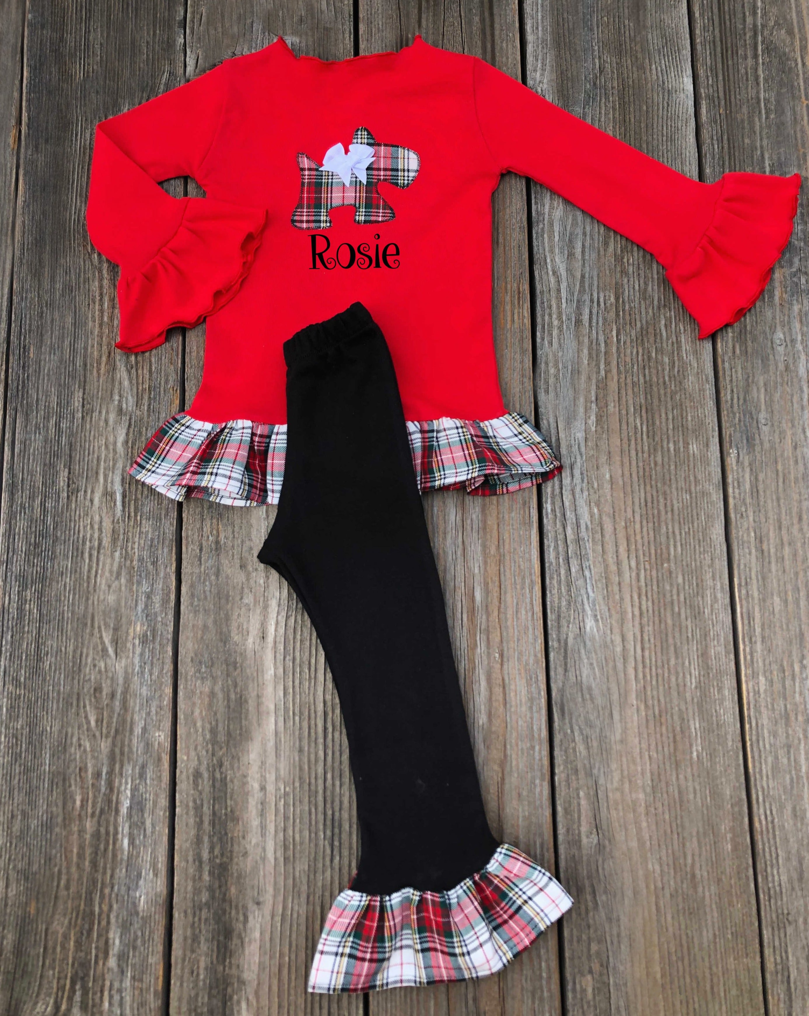Scottie Dog Christmas Plaid Holiday Outfit | Scottie Dog Girl Outfit ...