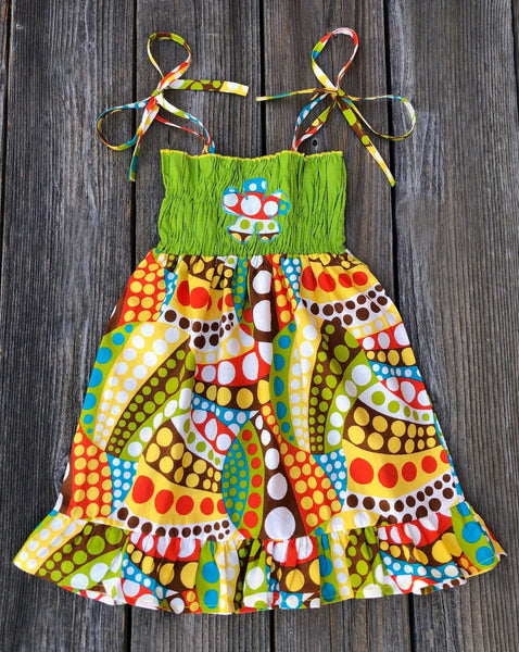 Retro Smocked Girl Dress