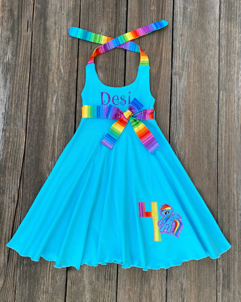 Rainbow Dasg Birthday Girl Dress