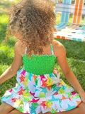 Funky Star Print Smocked Dress