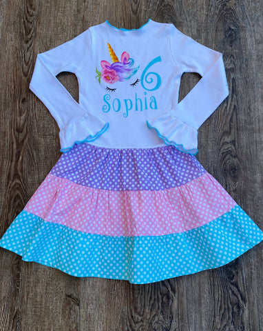 Unicorn Birthday Girl Dress