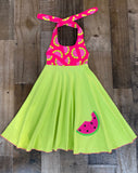 Pink Lime Watermelon Print Dress