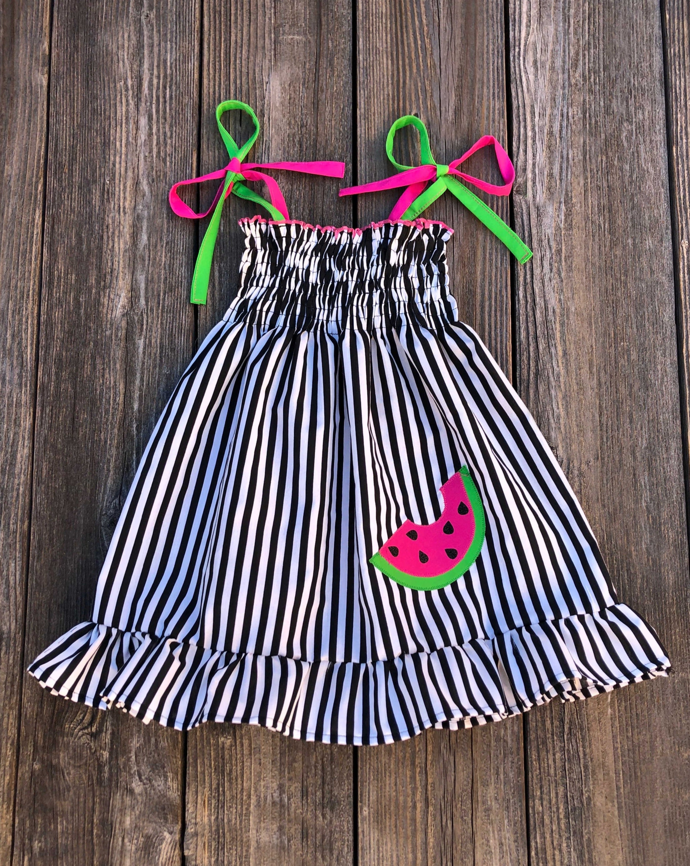 Watermelon Smocked Summer Girl Dress