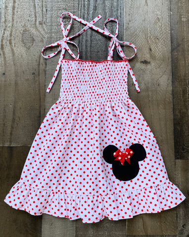 White Red Polka Dot Minnie Mouse Dress