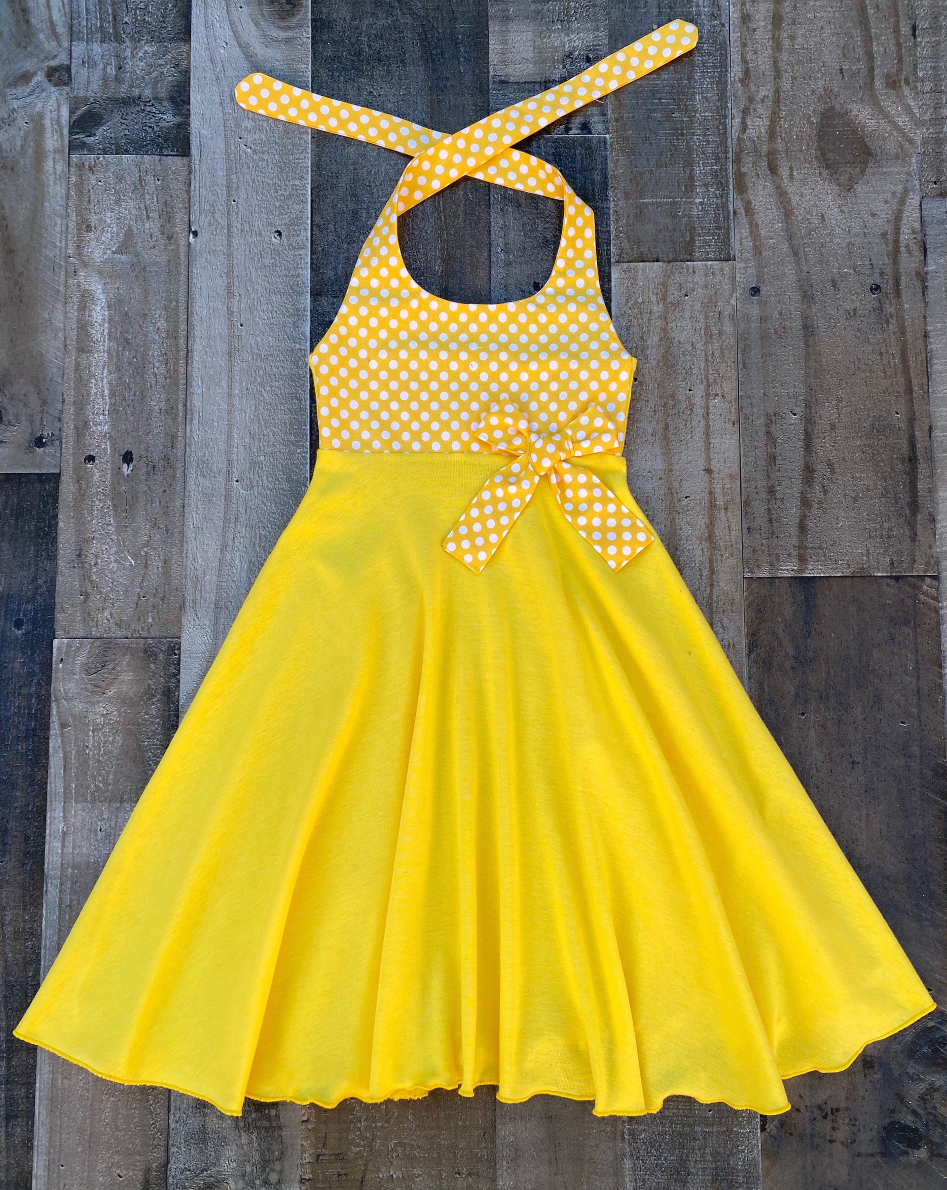 Yellow White Polka Dot Summer Girl Dress | Lil' Bug Clothing  Lil Bug  Clothing