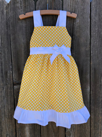 Yellow White Polka Dot Dress