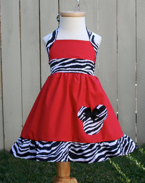 Minnie Mouse Red Zebra Print Dress
