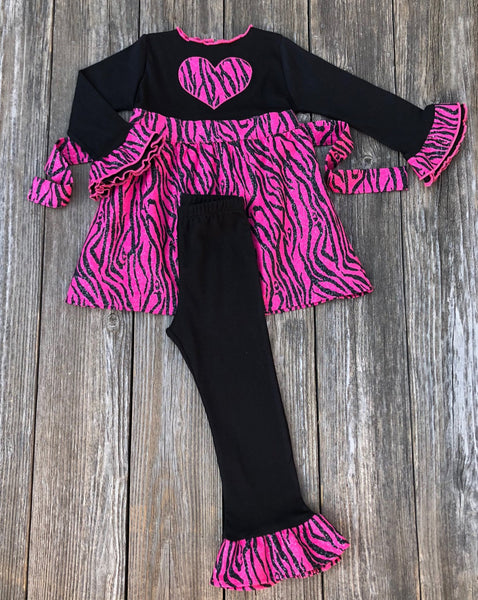 Zebra Print Valentines Day Girl Outfit 