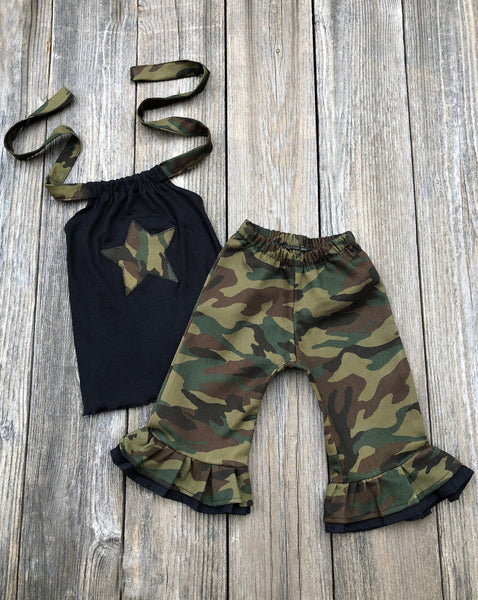 camouflage capris halter top outfit 