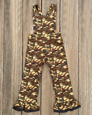 camouflage print boutique girl overalls