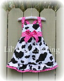 Pink Polka Dot & Cow Jumper Dress Halter Style