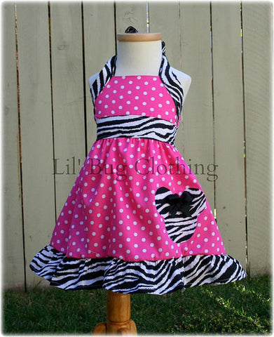 Pink White Dot Minnie Mouse Zebra Halter Jumper Dress
