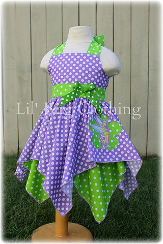 Tinkerbell Lime & Lavender Handkerchief Birthday Dress Costume