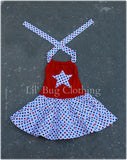 4th of July Red White Blue Polka Dot Star Tiered Dress