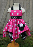 Hot Pink Black White Dot Minnie Mouse Handkerchief Dress